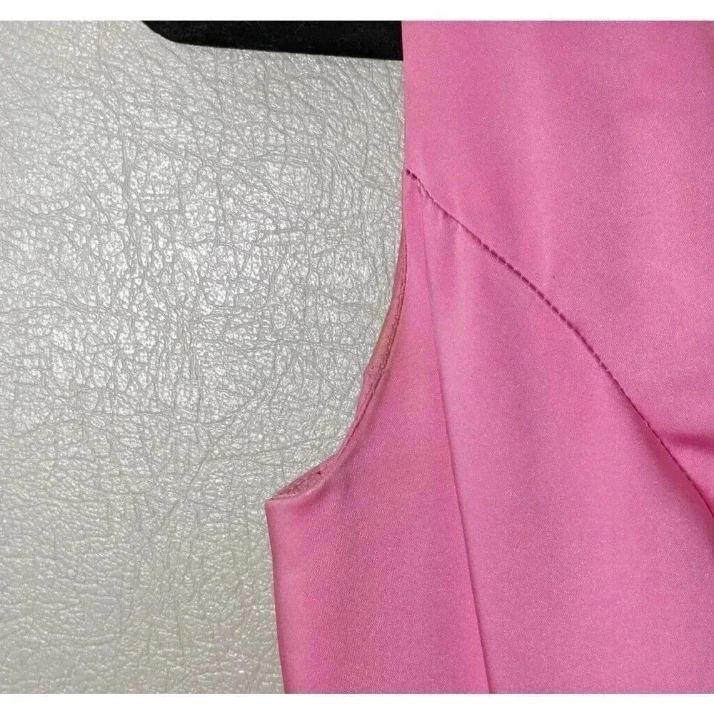 Vintage 1960s Pink Floor Length Gown Dress Bow Maxi Barbie Retro Bridesmaid 60s - Picture 6 of 16